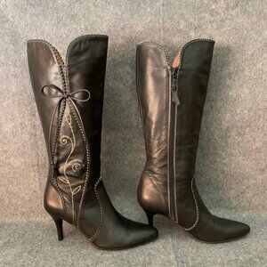 Staccato Women's Black Heel Pump Knee High Boots